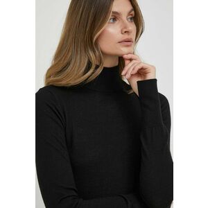 Mos Mosh pulover de lana femei, culoarea negru, light, cu guler imagine