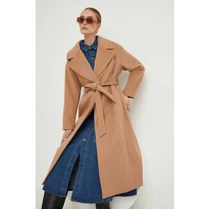 Answear Lab palton de lana culoarea maro, de tranzitie, oversize imagine