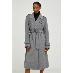 Answear Lab palton de lana culoarea gri, de tranzitie imagine