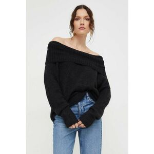 Answear Lab pulover de lana culoarea negru, light, cu guler imagine