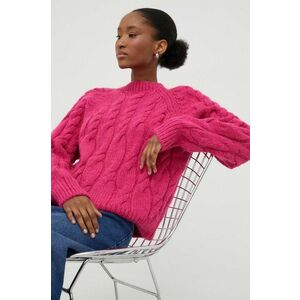 Answear Lab pulover de lana culoarea roz, călduros imagine