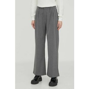 Hollister Co. pantaloni femei, culoarea gri, lat, high waist imagine