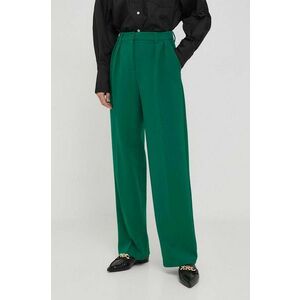 United Colors of Benetton pantaloni femei, culoarea verde, drept, high waist imagine