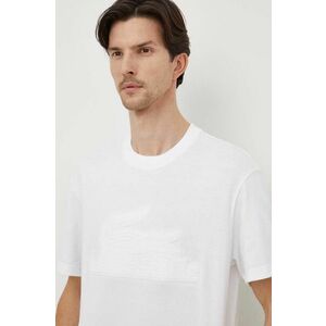 Lacoste tricou din bumbac barbati, culoarea alb, cu imprimeu imagine