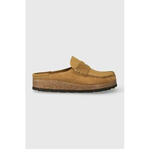 Birkenstock papuci din piele bărbați, culoarea maro imagine