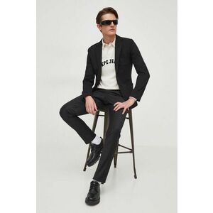 Karl Lagerfeld pantaloni de lana culoarea negru, drept imagine