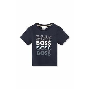 BOSS tricou din bumbac pentru bebelusi culoarea albastru marin, cu imprimeu imagine