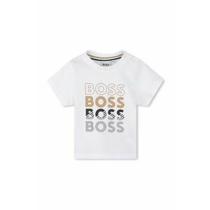 BOSS tricou din bumbac pentru bebelusi culoarea alb, cu imprimeu imagine