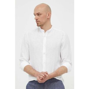 BOSS cămașă de in ORANGE culoarea alb, cu guler stand-up, regular 50489339 imagine