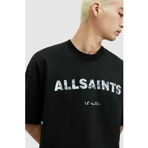 AllSaints tricou din bumbac FLOCKER barbati, culoarea negru, cu imprimeu imagine