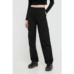 Tommy Jeans pantaloni femei, culoarea negru, drept, high waist DW0DW17769 imagine