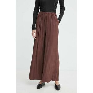 Samsoe Samsoe pantaloni femei, culoarea maro, lat, high waist imagine