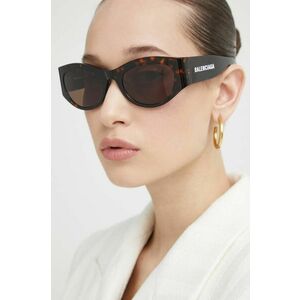 Balenciaga ochelari de soare femei, culoarea maro, BB0330SK imagine