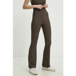 Answear Lab pantaloni femei, culoarea maro, evazati, high waist imagine