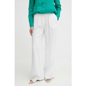 Sisley pantaloni din in culoarea alb, lat, high waist imagine