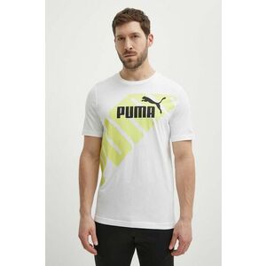 Puma tricou din bumbac POWER bărbați, culoarea alb, cu model, 678960 imagine