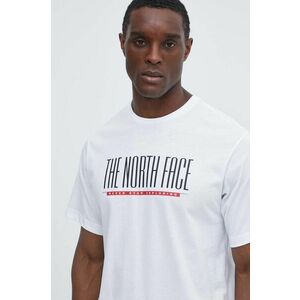 The North Face tricou din bumbac barbati, culoarea alb, cu imprimeu imagine