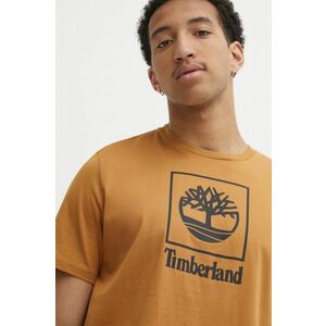 Timberland tricou din bumbac barbati, culoarea maro, cu imprimeu, TB0A5QSPP471 imagine