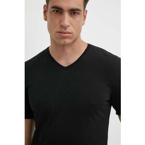 Sisley tricou din bumbac barbati, culoarea negru, neted imagine