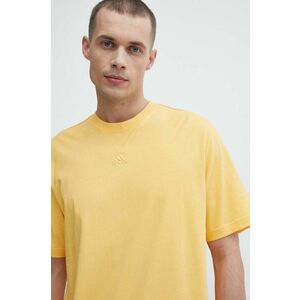adidas tricou din bumbac barbati, culoarea galben, neted, IR9114 imagine