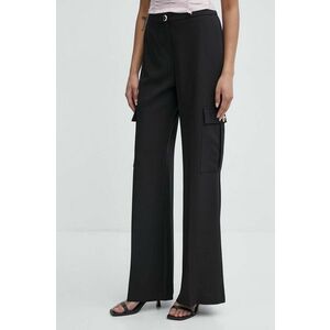 Artigli pantaloni femei, culoarea negru, lat, high waist, AP38108 imagine