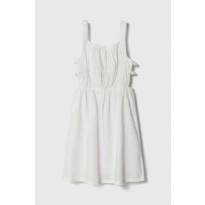 United Colors of Benetton rochie din in pentru copii culoarea alb, mini, evazati imagine