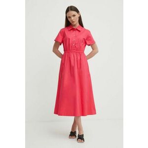 United Colors of Benetton rochie din bumbac culoarea roz, midi, evazati imagine