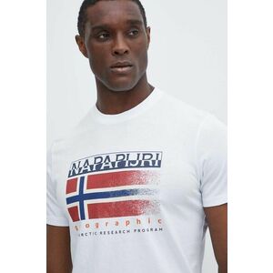 Napapijri tricou din bumbac S-Kreis barbati, culoarea alb, cu imprimeu, NP0A4HQR0021 imagine