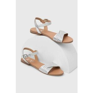 Answear Lab sandale de piele femei, culoarea argintiu imagine