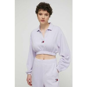 Tommy Jeans bluză femei, culoarea violet, cu imprimeu DW0DW17785 imagine