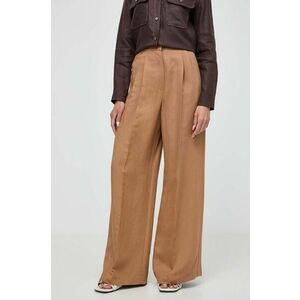 Weekend Max Mara pantaloni din in culoarea maro, lat, high waist 2415130000000 imagine