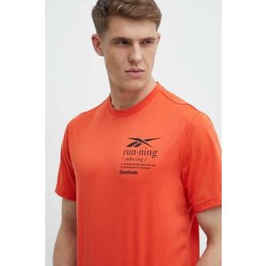 Reebok tricou barbati, culoarea portocaliu, cu imprimeu, 100076378 imagine