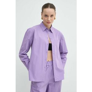 MAX&Co. cămașă din bumbac femei, culoarea violet, cu guler clasic, relaxed, 2416111044200 2416110000000 imagine