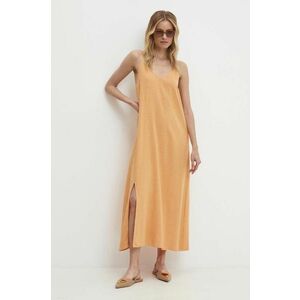Answear Lab rochie din in culoarea portocaliu, maxi, evazati imagine