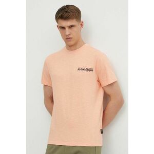 Napapijri tricou din bumbac S-Martre barbati, culoarea roz, cu imprimeu, NP0A4HQBP1I1 imagine