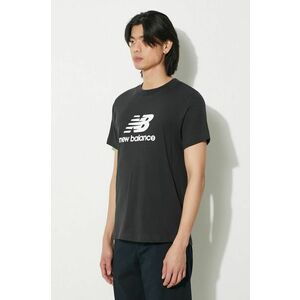 New Balance tricou din bumbac Sport Essentials barbati, culoarea negru, cu imprimeu, MT41502BK imagine