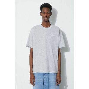 New Balance tricou din bumbac Essentials Cotton bărbați, culoarea gri, melanj, MT41509AG imagine