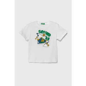 United Colors of Benetton tricou de bumbac pentru copii culoarea alb, cu imprimeu imagine