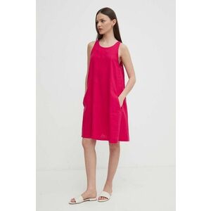 United Colors of Benetton rochie din in culoarea roz, mini, drept imagine
