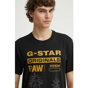 G-Star Raw tricou din bumbac barbati, culoarea negru, cu imprimeu, D24681-336 imagine