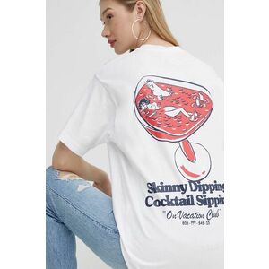 On Vacation tricou din bumbac Skinny Dippin' Cocktail Sippin' culoarea alb, cu imprimeu, OVC T151 imagine