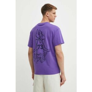 Puma tricou din bumbac barbati, culoarea violet, cu imprimeu, 625271 imagine