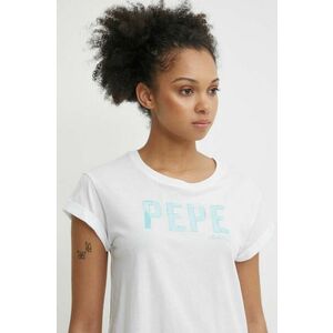 Pepe Jeans tricou din bumbac JANET femei, culoarea alb, PL505836 imagine