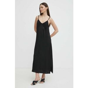 Sisley rochie culoarea negru, maxi, drept imagine
