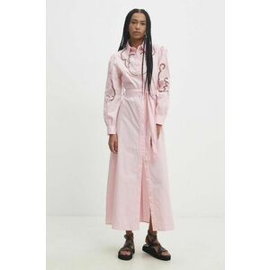 Answear Lab rochie din bumbac culoarea roz, maxi, evazati imagine