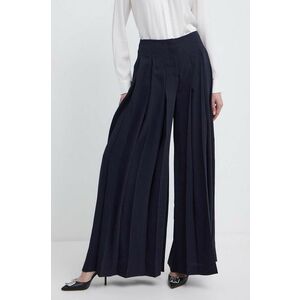 BOSS pantaloni femei, culoarea albastru marin, lat, high waist, 50511937 imagine