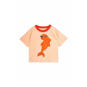 Mini Rodini tricou de bumbac pentru copii Dolphin culoarea portocaliu, cu imprimeu imagine