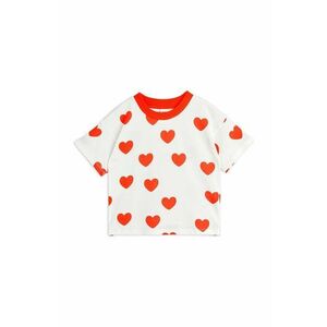 Mini Rodini tricou de bumbac pentru copii Hearts culoarea bej imagine
