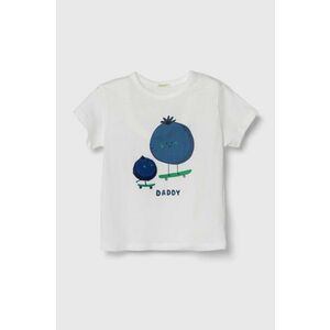United Colors of Benetton tricou din bumbac pentru bebelusi culoarea alb, cu imprimeu imagine