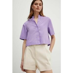 MAX&Co. cămașă din bumbac femei, culoarea violet, relaxed, 2416111074200 2416110000000 imagine